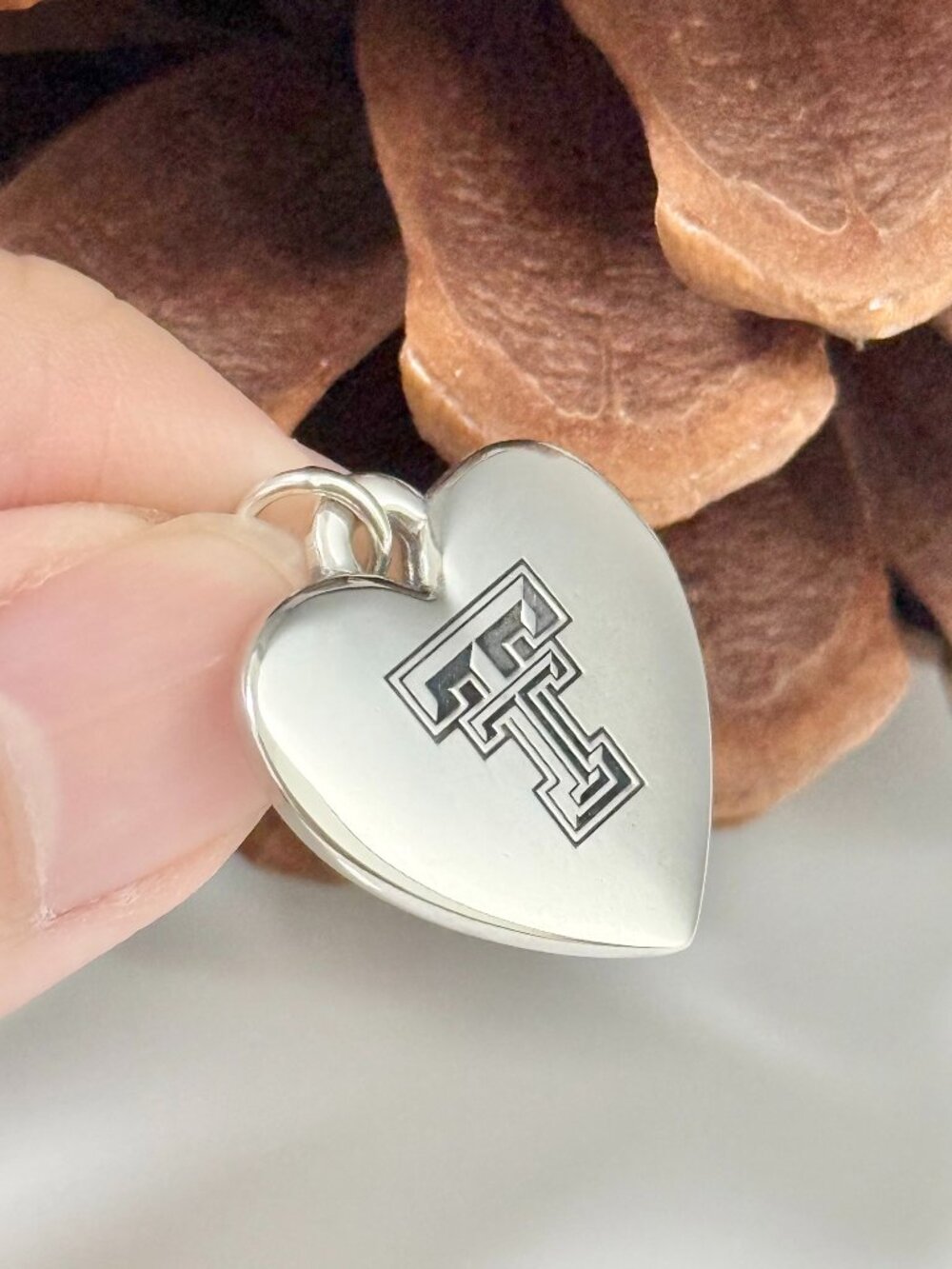 Texas Tech University Classic Heart Charm Sterling Silver Dangle